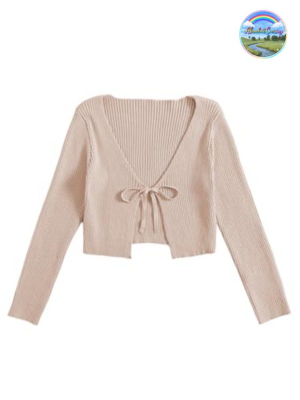 Ribbed Knit Tie Front Long Sleeve Cropped Cardigan Shrug